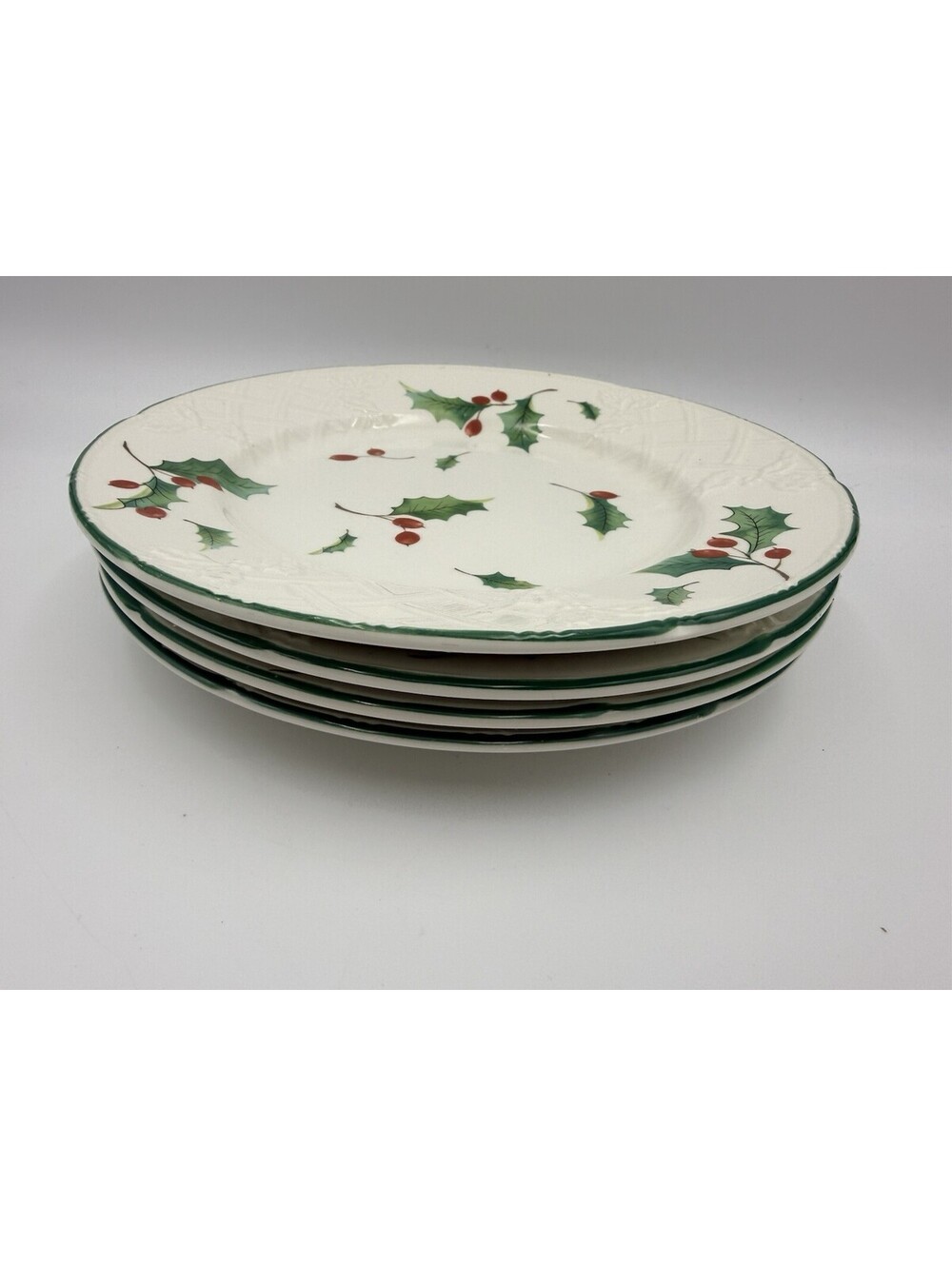 Set 4 Mikasa English Countryside SEASON HOLLY DP006 Christmas Salad Plates MINT